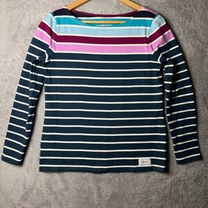Talbots Multicolor Striped Long Sleeve Top boat neck 100% cotton